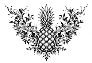 Design around a vagina and anus area using a  pineapple with diamonds  and magestic, crown, vagina, anus, pubic tattoo idea