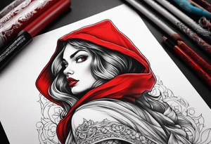 Red riding hood full thigh tattoo tattoo idea