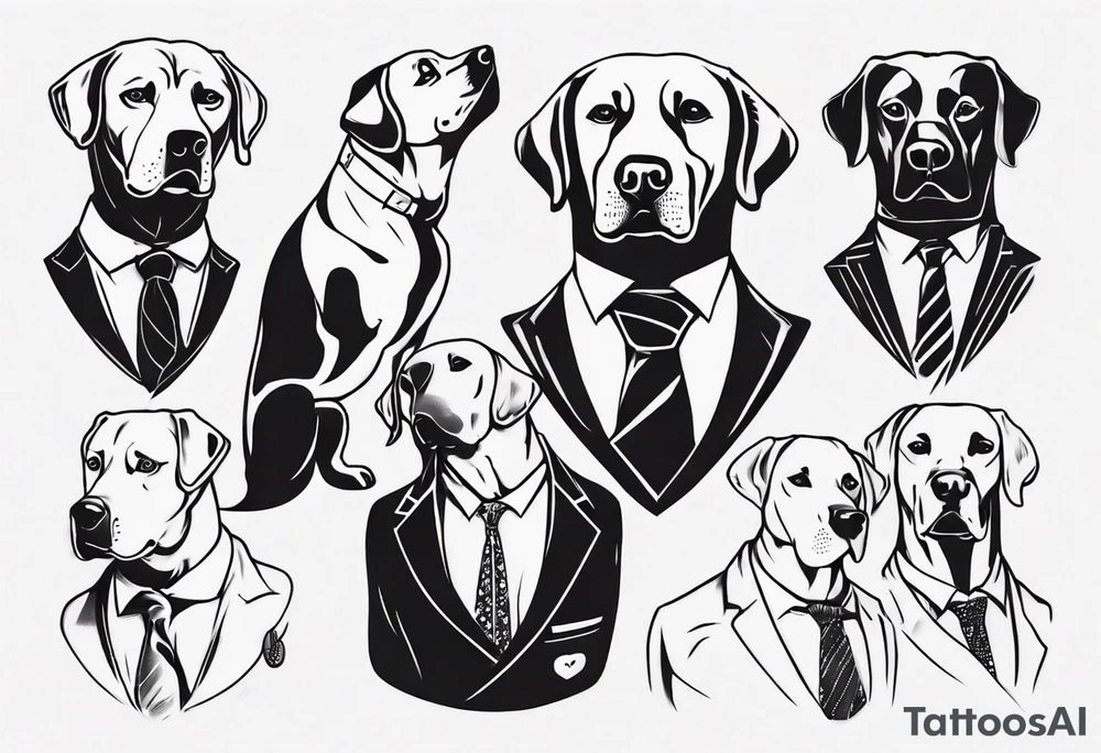 A labrador in a double breasted suit tattoo idea