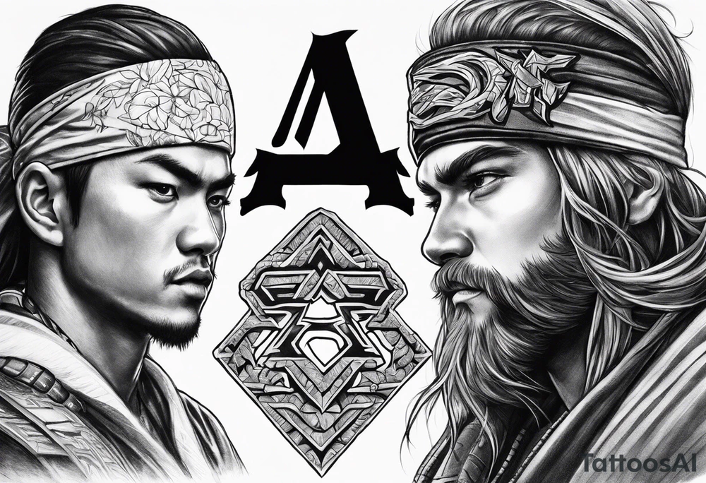 the letters A W R in the middle of a ninja headband tattoo idea
