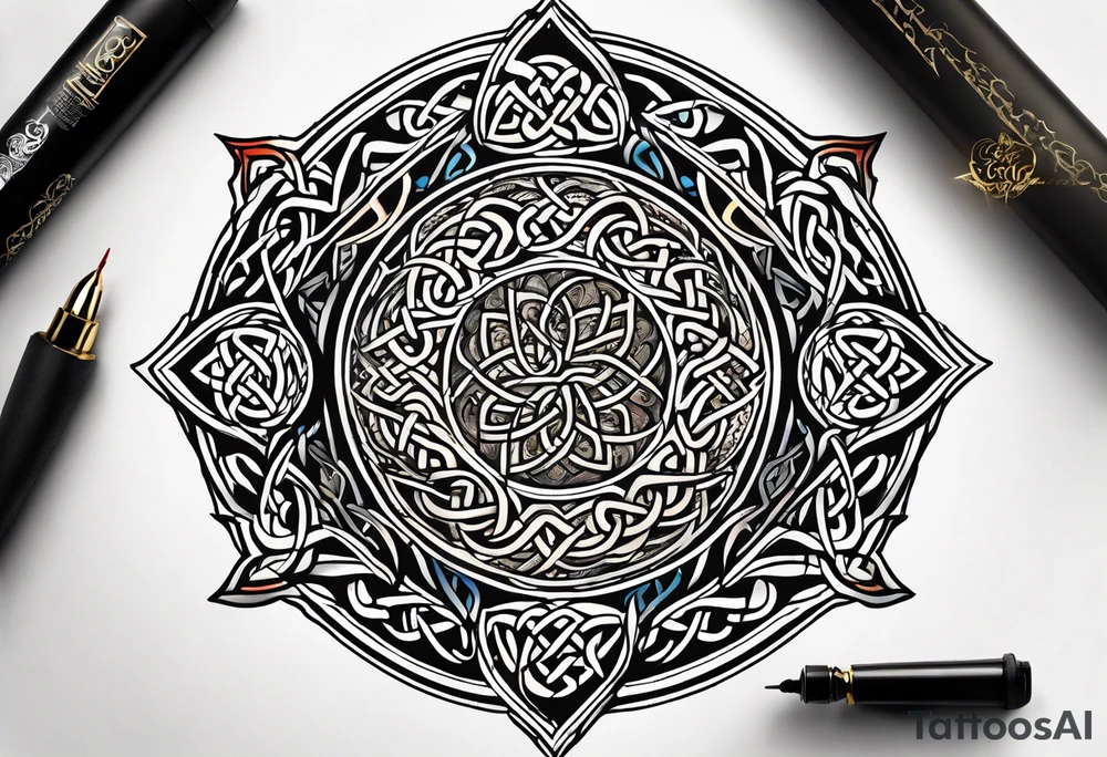the celtic words for love and strength tattoo idea