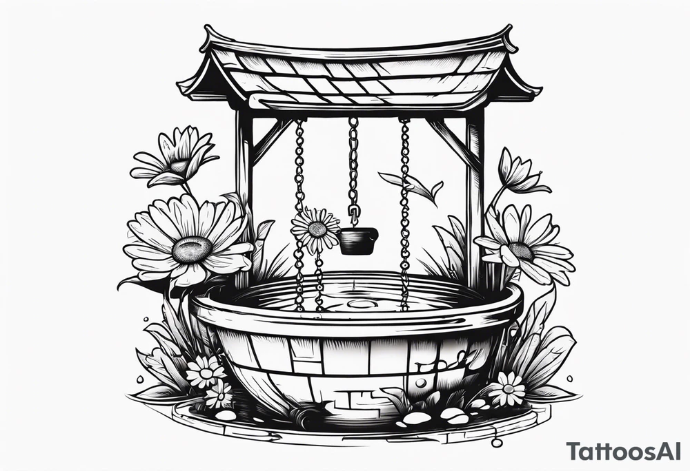 Wishing well palindrome adorned with a daisy tattoo idea