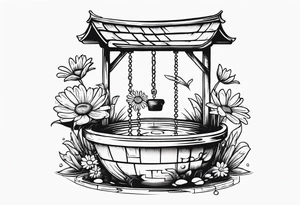Wishing well palindrome adorned with a daisy tattoo idea