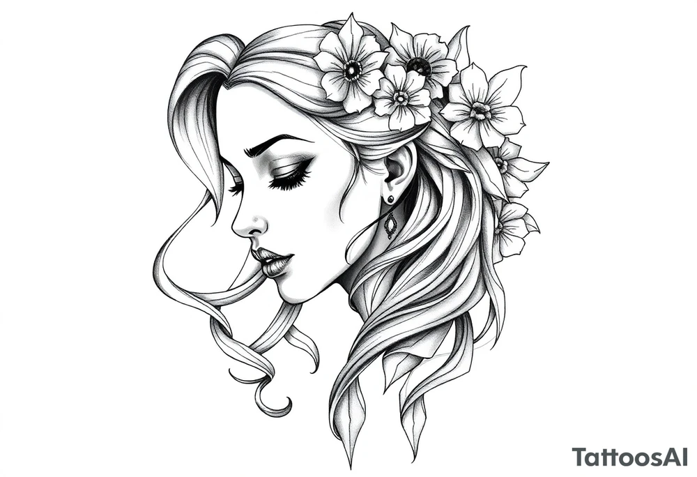 Reincarnation,beautiful girl,3D tattoo idea