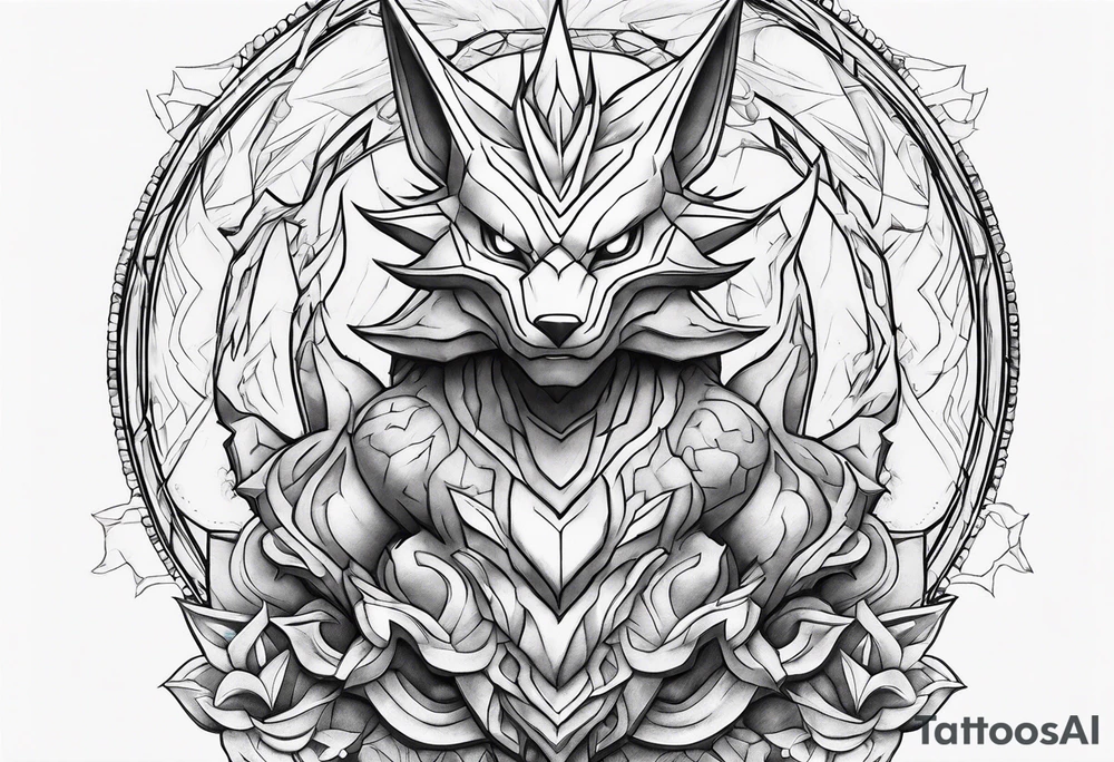 Alakazam pokemon statue tattoo idea