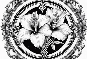 A Vintage compass with gladiolus. tattoo idea