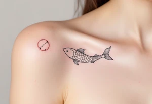 A fine-line Pisces constellation is overlaid on a soft pink moon, capturing the emotional depth of the zodiac. tattoo idea