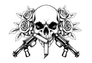 skull,roses,cigar,crossed guns, tattoo idea