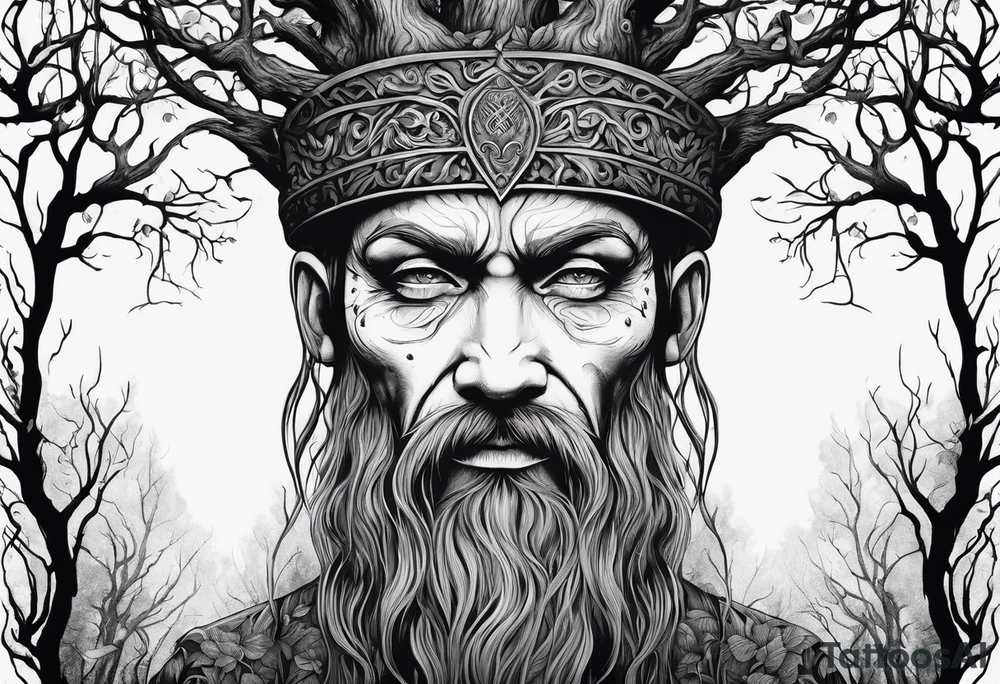 Leshy creepy tall as a tree russian tattoo idea