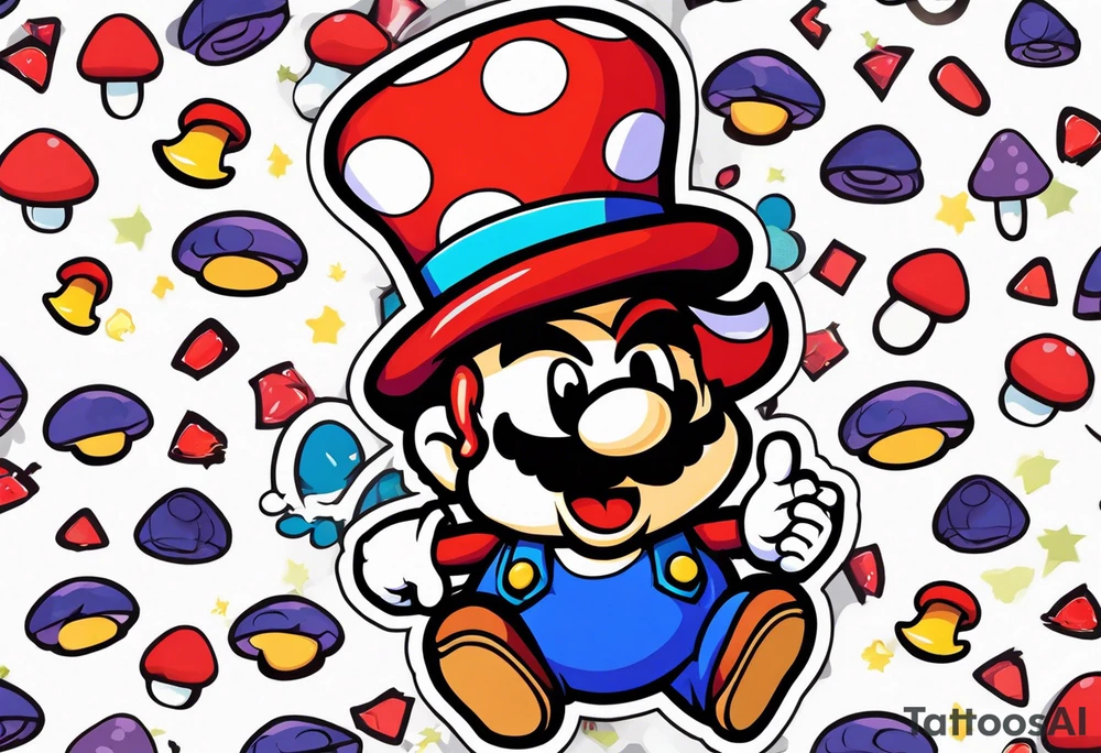 Madhatter blue mushroom mario tattoo idea