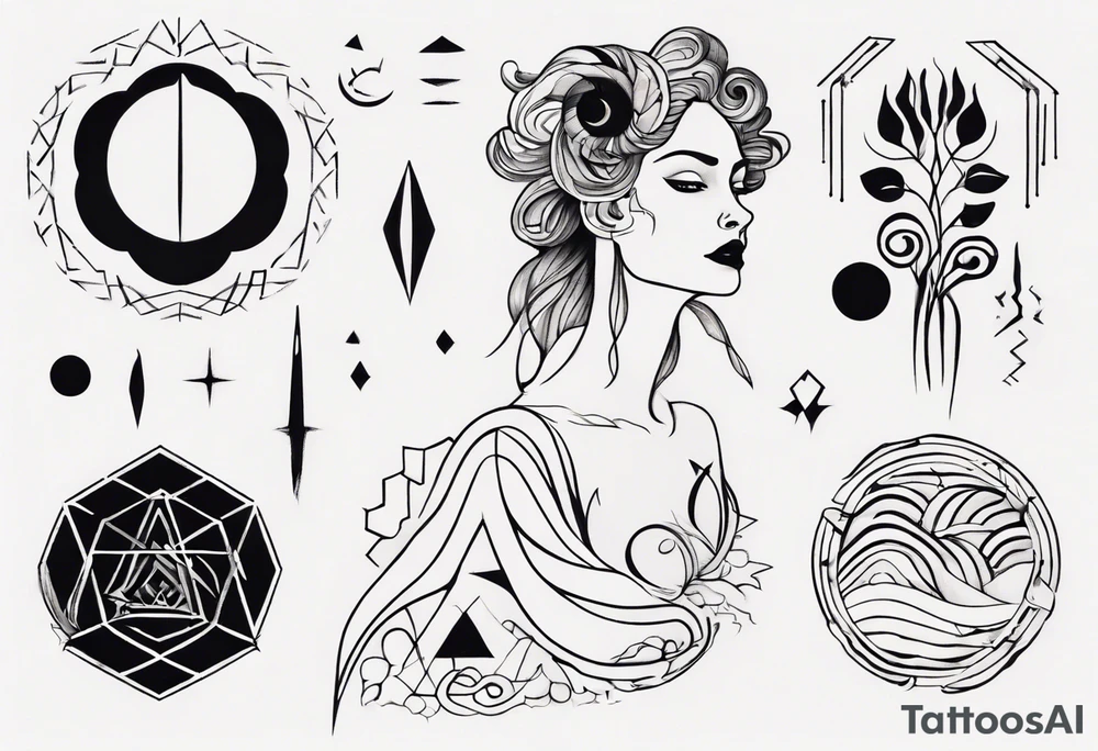 Persephone with mountains tattoo idea