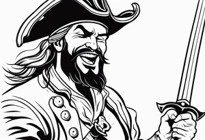 great pirate holding a sword while laughing. tattoo idea