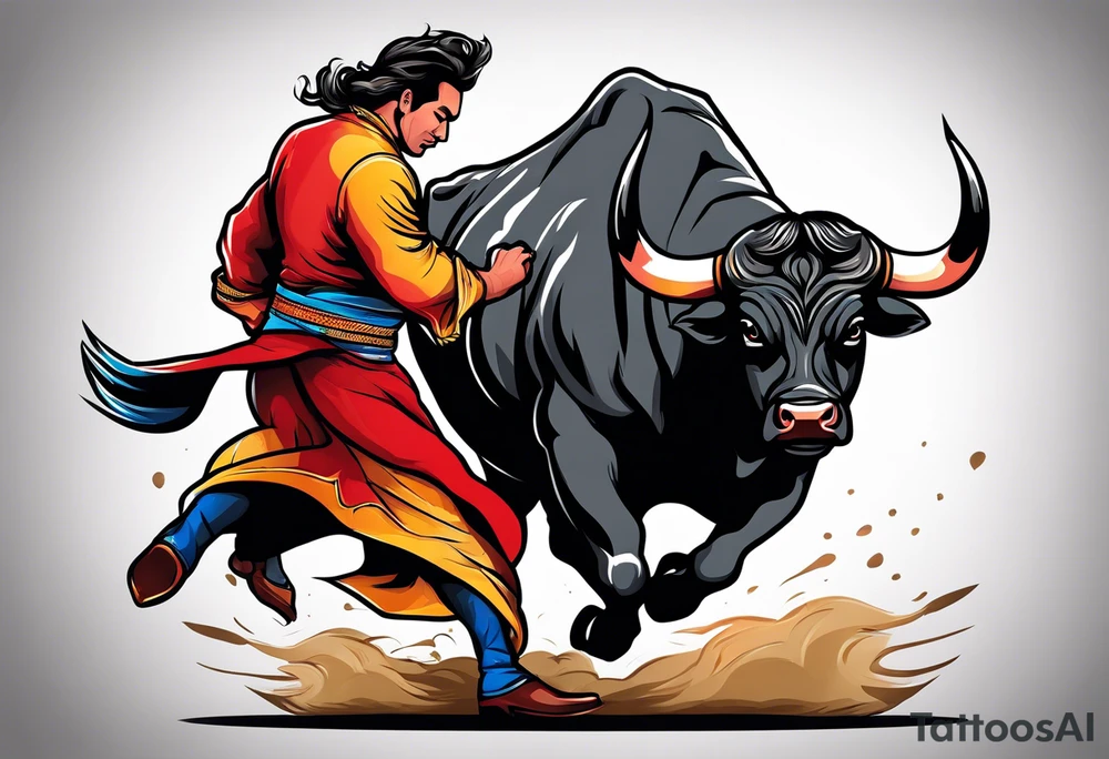 Bull vs bull fighter tattoo idea
