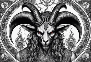 9 circles of baphomet hell dark, gloomy, brutal. Merged into one. tattoo idea