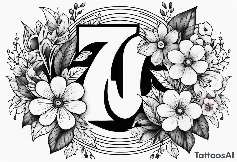 The number seven surrounded by colorful flowers tattoo idea The number seven surrounded by colorful flowers tattoo idea
