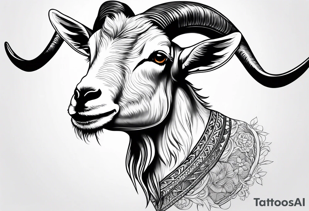 Headshot of goat tattoo idea