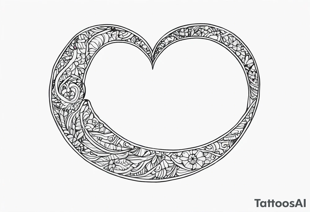 Crescent moon with a love heart inside tattoo idea