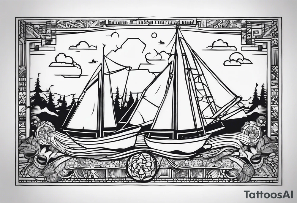 Columbia culture tattoo idea on leg/leg sleeve tattoo idea