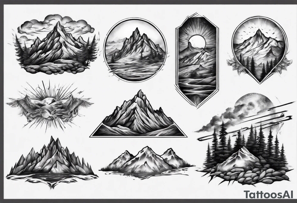 Dramatic mountain sleeve tattoo idea