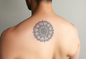 intricate mandala with sacred geometry and cosmic elements tattoo idea