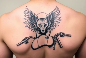 guardian angel wolf on a motorcycle tattoo idea