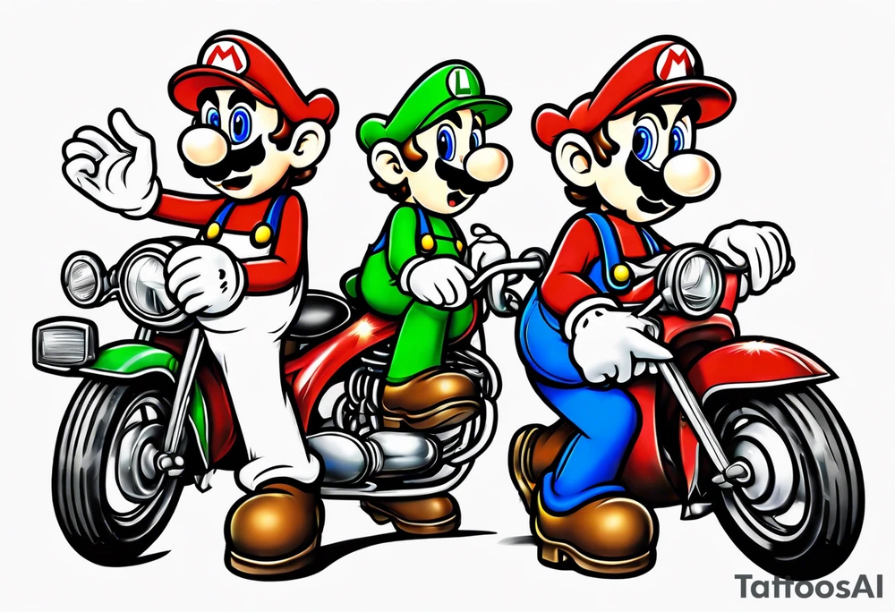 Mario and Luigi half sleeve tattoo idea