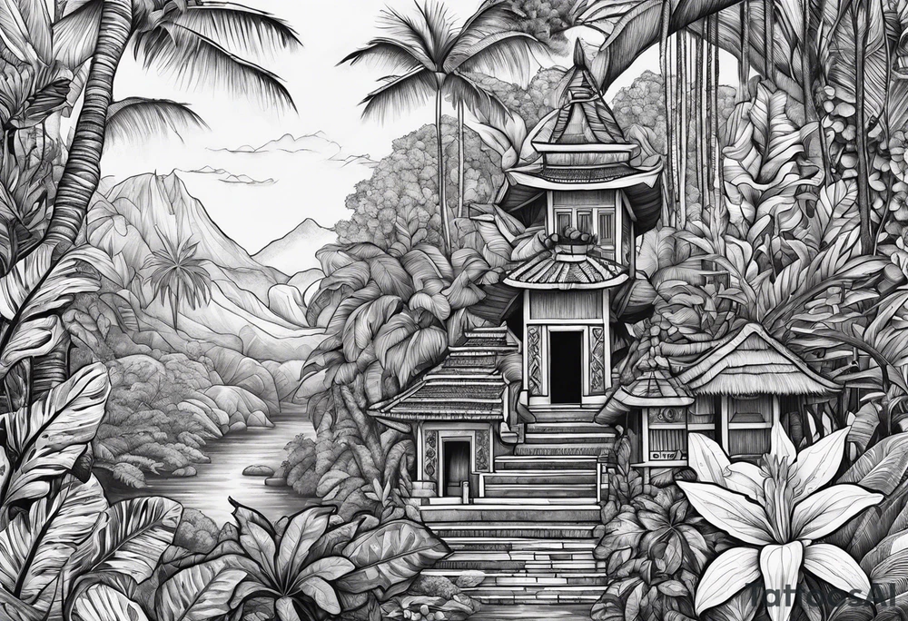 Ayahuasca with alocasia zebrina tattoo idea