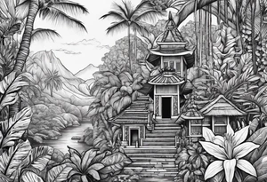 Ayahuasca with alocasia zebrina tattoo idea