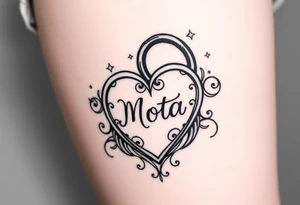 Heart shaped lock with the name Mota in it tattoo idea