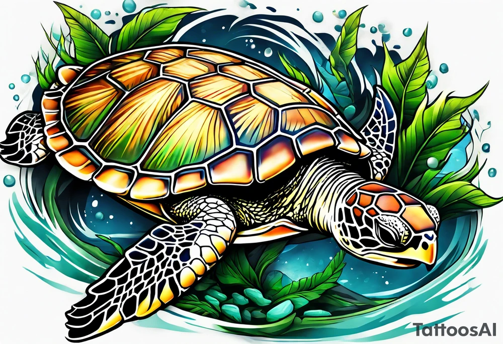 green sea turtle tattoo idea