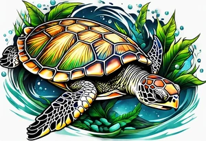 green sea turtle tattoo idea