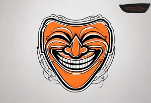 Laughing mask that is orange and black tattoo idea