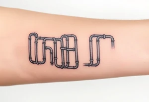 system of 15 thin curved plumbing pipes tattoo idea