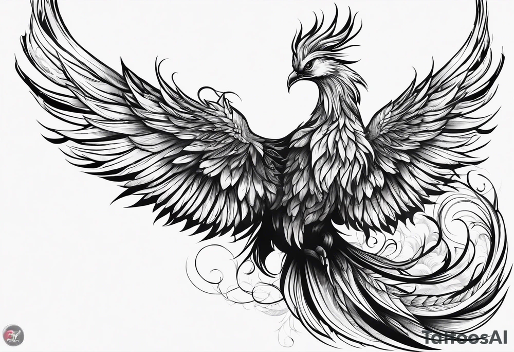 Small phoenix rising up. For mom memory tattoo idea