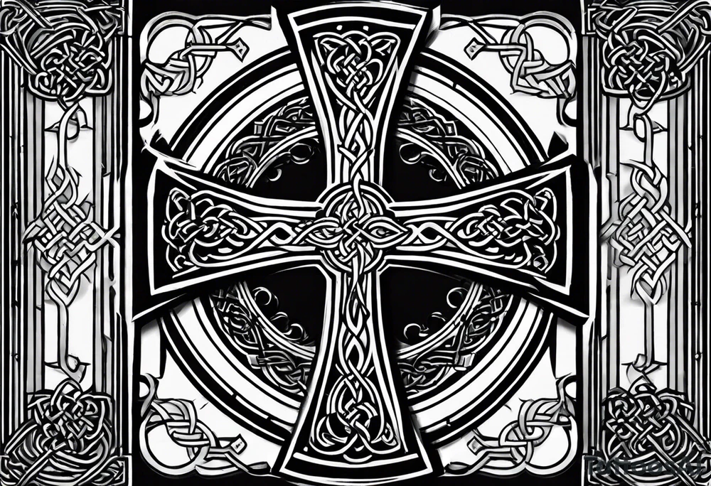 Celtic cross with the name " RAINIE" EMBEDDED IN IT tattoo idea