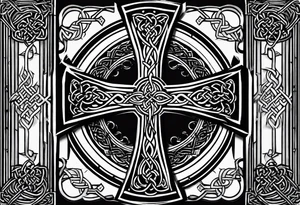 Celtic cross with the name " RAINIE" EMBEDDED IN IT tattoo idea