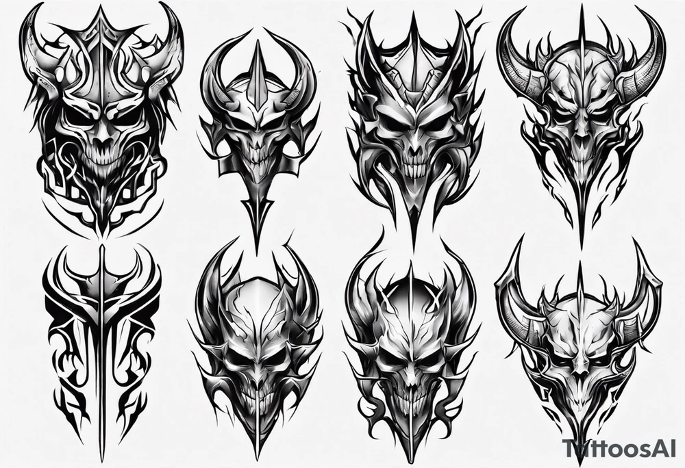 Demonic leg armor tattoo idea