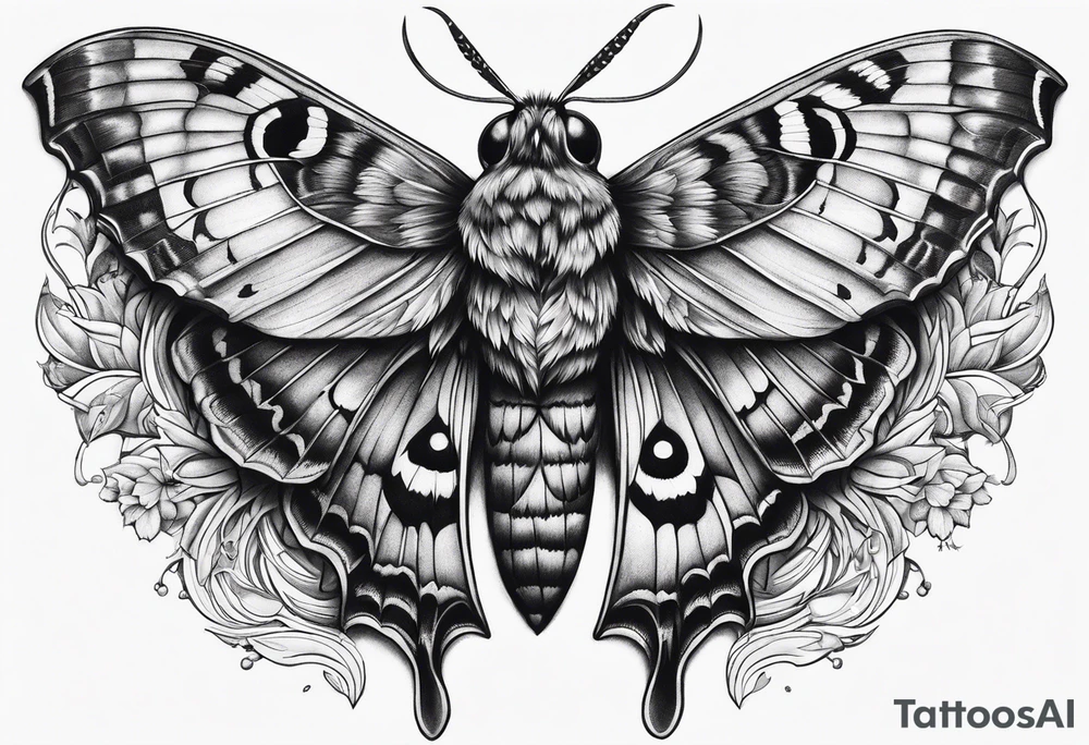 Death hawk moth with owl eyes in the wings tattoo idea