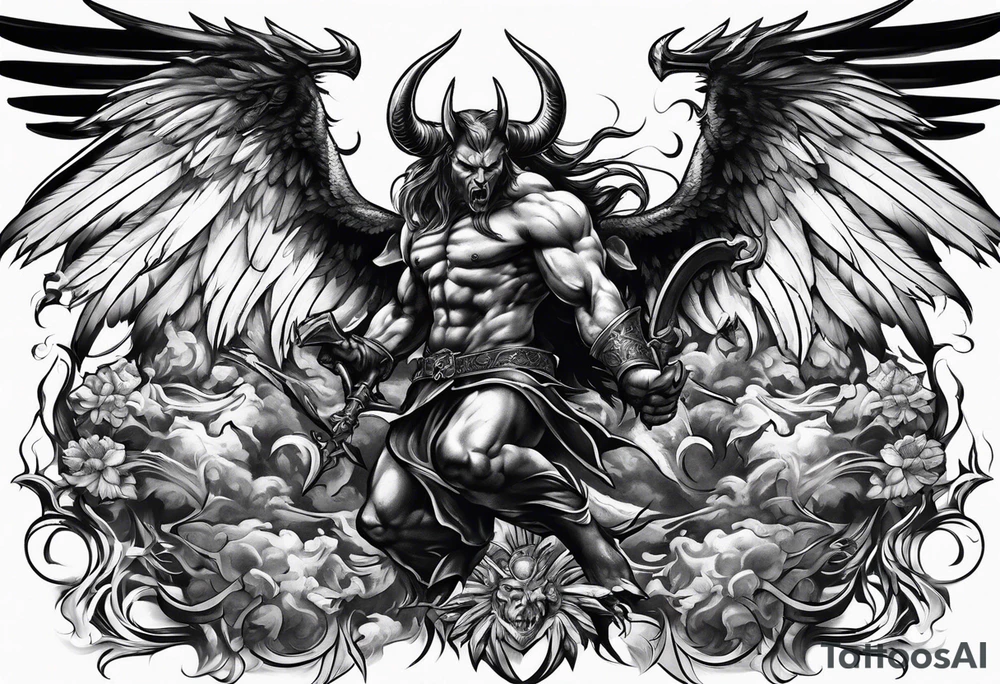 Devil fighting Angel tattoo idea