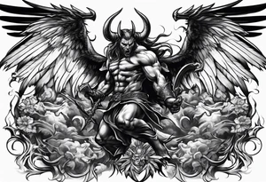 Devil fighting Angel tattoo idea