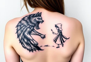 Little red riding hood and the big bad wolf hunting her tattoo idea