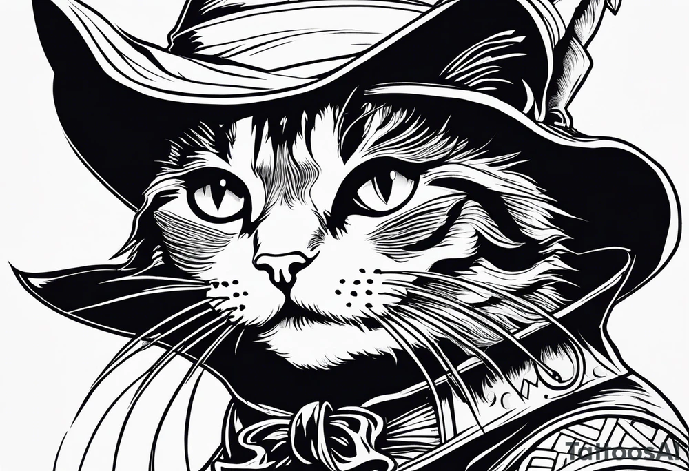 Cat witch looking suspiciously off into the horizon tattoo idea