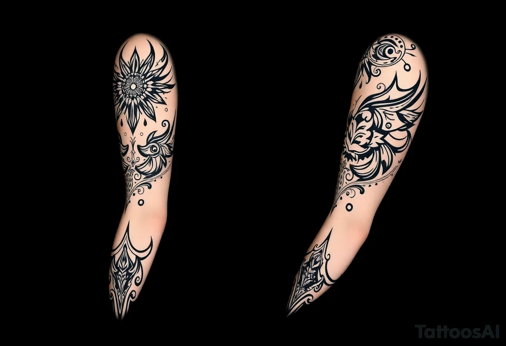 bold line dark witchstyle tattoo idea