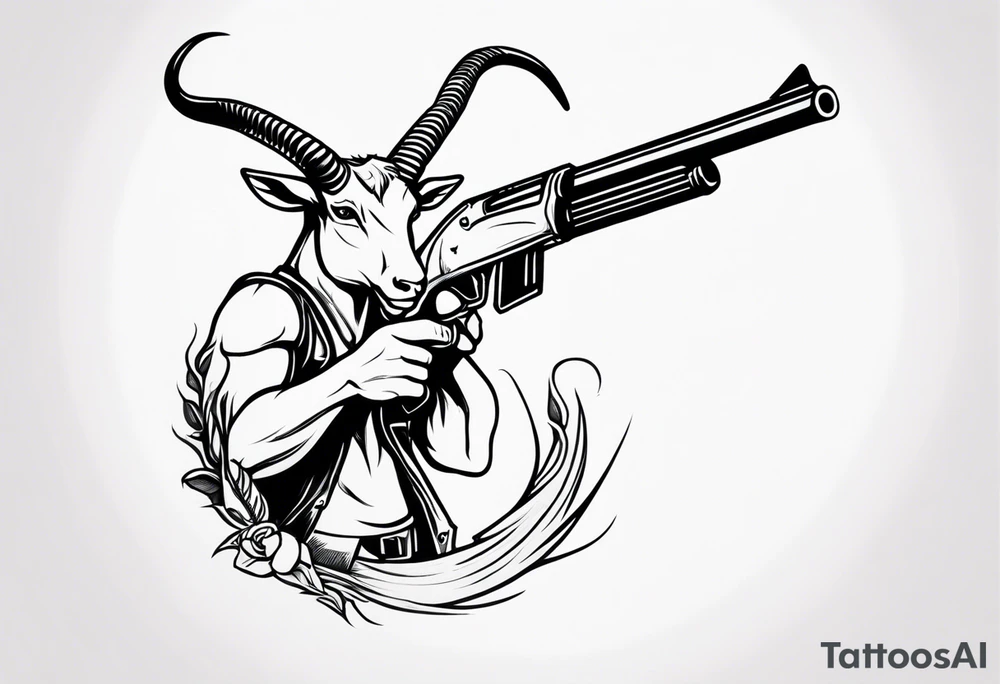 capricorn with a shotgun tattoo idea