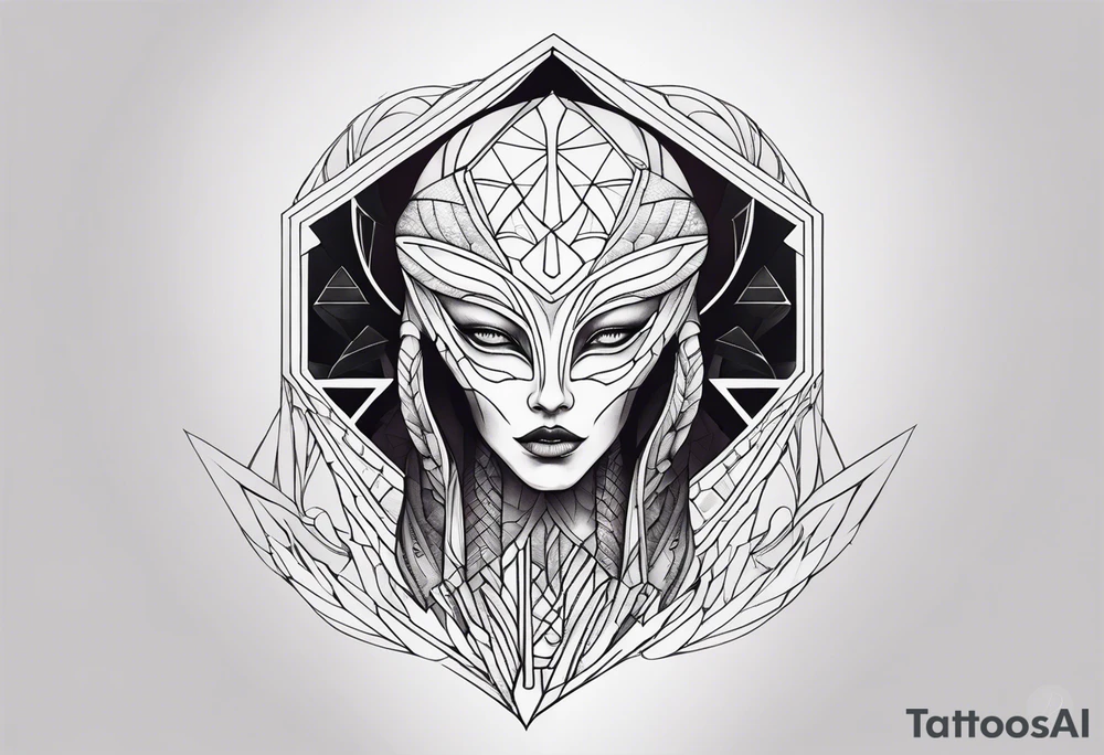 Geometric alien tattoo idea