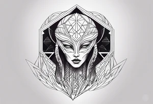 Geometric alien tattoo idea