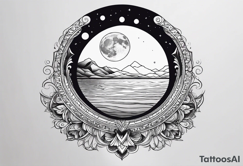 Luna reflejada en el agua tattoo idea