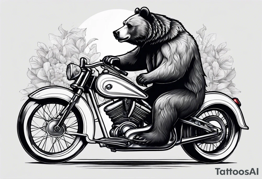 bear riding a bicycle tattoo idea