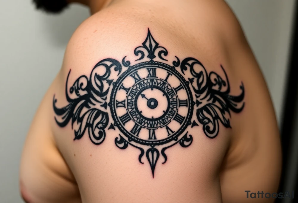 vintage roman numerals within ornate clockwork mechanism tattoo idea
