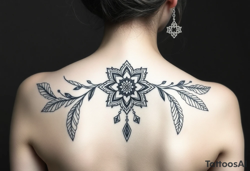 spiritual feathers ornamental mandala shaman tattoo idea